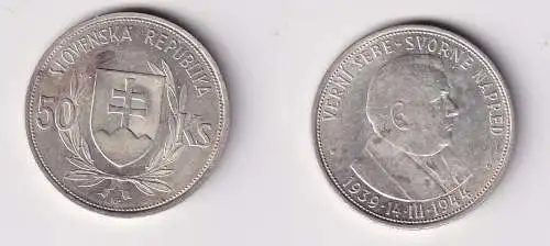 50 Kronen Silber Münze Slowakei Dr. Josef Tiso 1944 ss+ (163767)