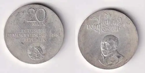 DDR Gedenk Münze 20 Mark Freiherr vom Stein 1981 Stgl. (167557)