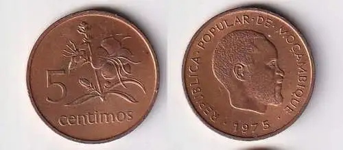5 Centimos Kupfer Münze Mosambik Moçambique 1975 vz (167521)