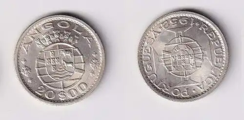 20 Escudos Silber Münze Portugiesisch Angola 1952 Stgl. (166185)