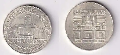 100 Schilling Silber Münze Österreich 1978 700 Jahre Stadt Gmunden (155494)