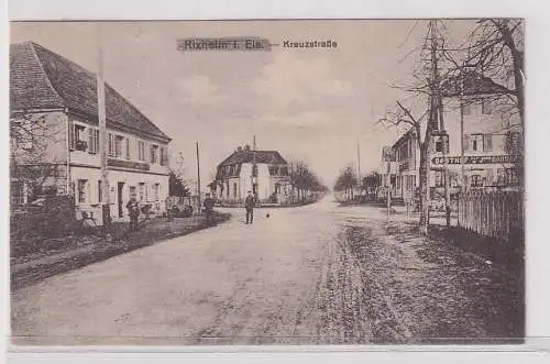 908267 Ak Rixheim im Elsass Kreuzstrasse mit Gasthof 1917
