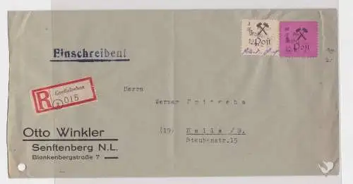 907198 Einschreibebrief Lokalausgabe Großräschen 1946 Mi 13 + 27 Wert über 130 €