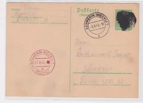 906754 Notganzsache 1945 Gebühr bez. Alliierte Besetzung SBZ Schwerin P A05 A