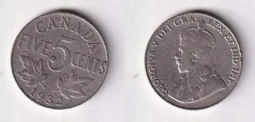 5 Cents Kupfer Nickel Münze Kanada Canada Georg V. 1932 ss (167147)