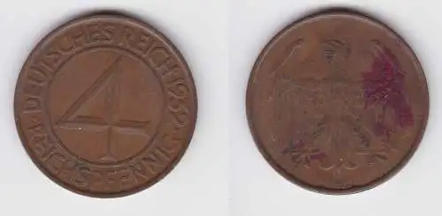 4 Pfennig Kupfer Münze Weimarer Republik 1932 A "Brüning Taler" (155566)