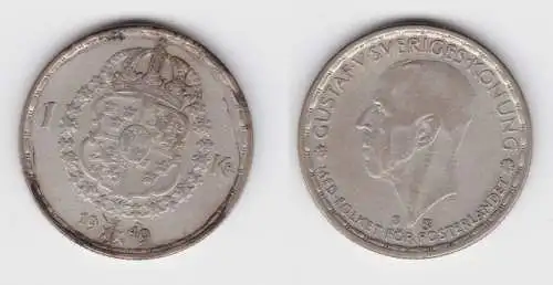 1 Krone Silber Münze Schweden 1949 (156121)