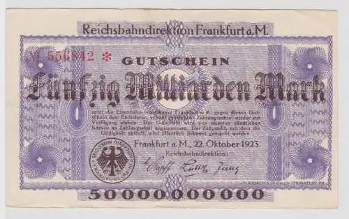 50 Milliarden Mark Banknote Reichsbahndirektion Frankfurt a.M. 22.10.23 (113123)