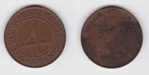 4 Pfennig Kupfer Münze Weimarer Republik 1932 A "Brüning Taler" (155921)