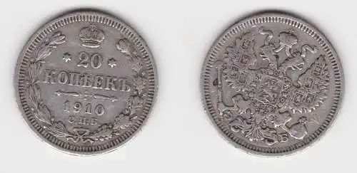 20 Kopeken Silber Münze Russland 1910 (155926)