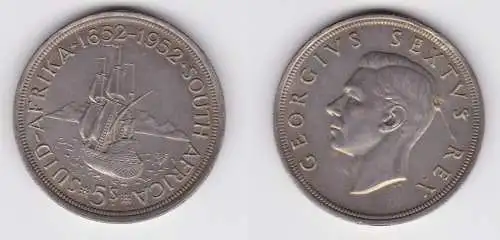 5 Schilling Silber Münze Südafrika Segelschiff 1952 (155236)