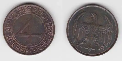 4 Pfennig Kupfer Münze Weimarer Republik 1932 A "Brüning Taler" (155964)