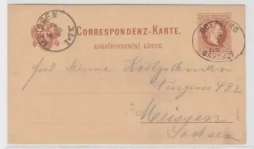 63644 Ganzsachen Karte Österreich Oderberg Bahnhof nach Meissen 1860