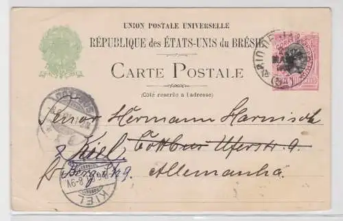 84301 seltene Ganzsachen Postkarte Brasilien 100 Reis nach Kiel 1901