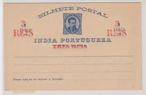 01120 seltene Ganzsachen Postkarte Portugiesisch Indien 1 Tanga 3 Reis um 1900