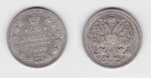 20 Kopeken Silber Münze Russland 1910 ss (155643)