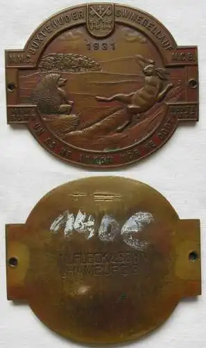 Automobil Bronze Plakette Buxtehuder Swinegellauf 1931 Buxtehude Hamburg(144959)