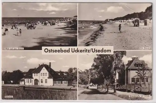 97258 AK Ostseebad Ückeritz Usedom - Strand, Bahnhof, Strandstraße mit Schule