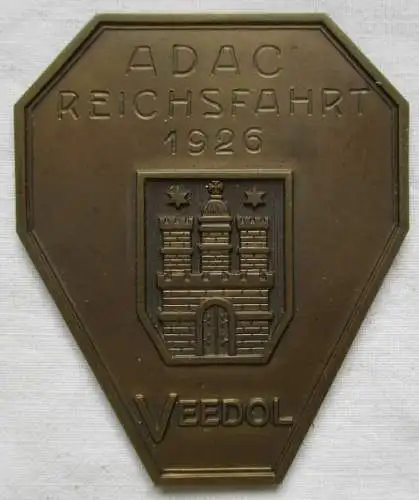ADAC Bronze Plakette Reichsfahrt Veedol 1926 Stadtwappen Hamburg (141656)