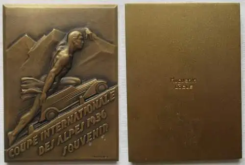 Automobil Bronze Plakette Coupe Internationale des Alpes 1936 Souvenir (142590)