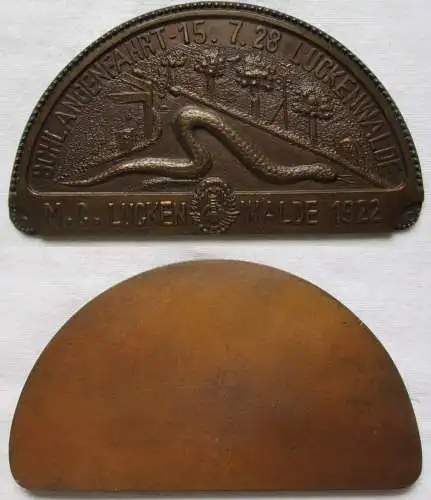 DMC Automobil Bronze Plakette Schlangenfahrt Luckenwalde 15.7.1928 (147576)