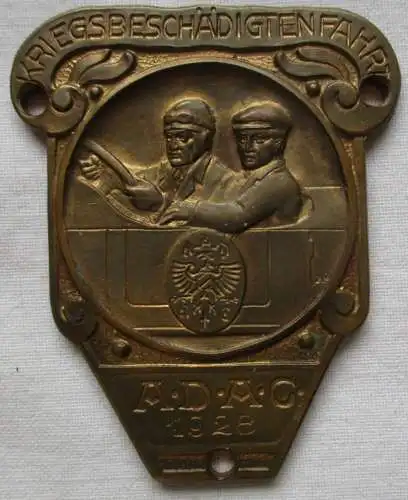 ADAC Automobil Plakette Kriegsbeschädigten Fahrt 1928 (104273)
