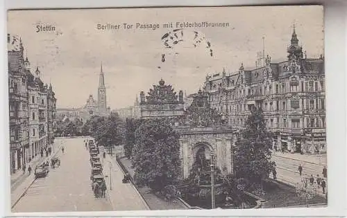 71865 Ak Stettin (poln. Szczecin) Berliner Tor Passage mit Felderhofbrunnen 1912