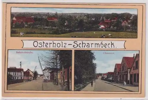 34964 Mehrbild Ak Osterholz Scharmbeck Bahnhofstraße, Chaussee um 1930