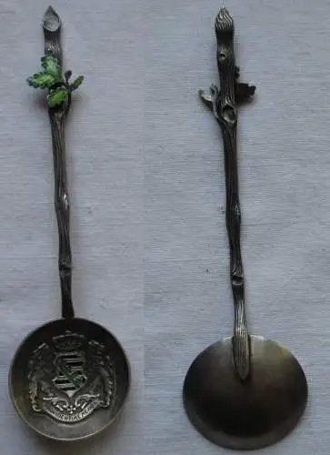 emaillierte 800er Silber Löffel Sachsen Providentiae Memor (165561)