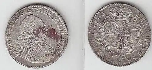 1/6 Taler Silber Münze Sachsen 1763 FWoF