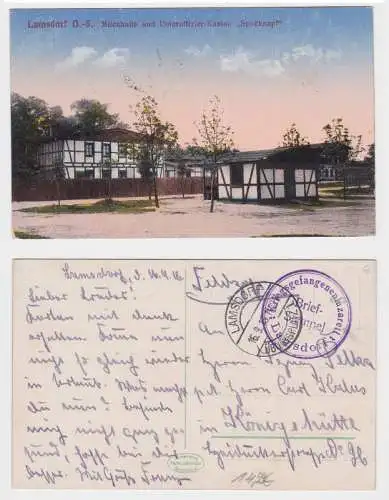 95032 Feldpost Ak Lamsdorf O.-S. Milchhalle und Unteroffizier-Kasino 'Spucknapf'