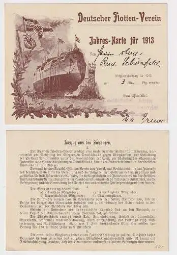84194 AK Deutscher Flotten-Verein Jahres-Karte für 1913 Geschäftsstelle Leipzig