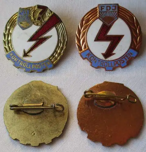 DDR Abzeichen FDJ Kontrollposten 1960-73 Bartel Band 1 Nr. 91 c + d (114754)