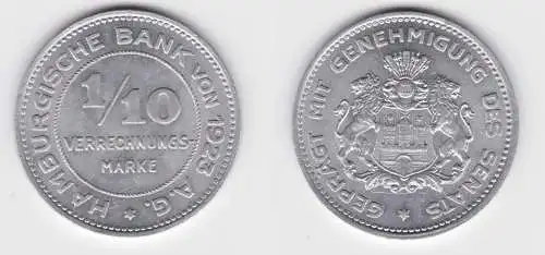 1/10 Verrechnungsmarke Notgeld Münze Hamburgische Bank von 1923 (154826)