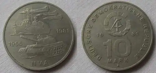 DDR Gedenk Münze 10 Mark 25 Jahre Nationale Volksarmee NVA 1981 Stgl. (138607)