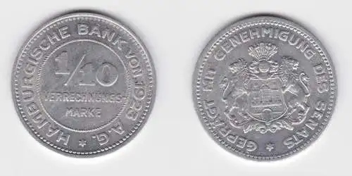 1/10 Verrechnungsmarke Notgeld Münze Hamburgische Bank von 1923 (154816)