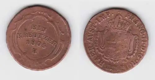 1 Kreuzer Kupfer Münze Österreich 1805 H Günzburg ss (155959)