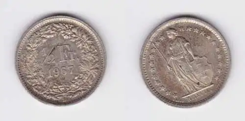 1/2 Franken Silber Münze Schweiz 1967 B vz (152472)