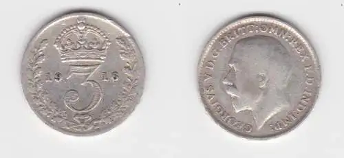 3 Pence Silber Münze Großbritannien George V. 1916 ss (153702)