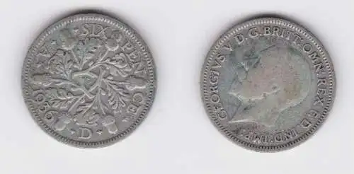 6 Pence Silber Münze Großbritannien George V. 1936 ss+ (153070)