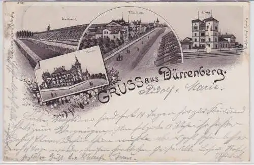 91461 Ak Lithographie Gruß aus Dürrenberg Bahnhof usw. 1900