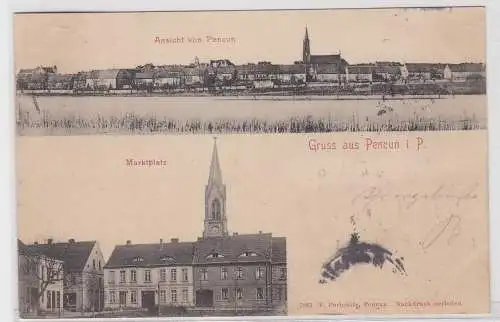 73117 AK Gruss aus Pencun in Pommern - Marktplatz, Totalansicht 1904