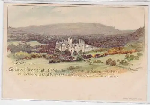 50187 Ak Lithographie Gruß aus Schloß Friedrichshof bei Kronberg & Bad Kronthal