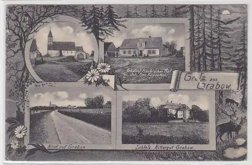 98583 Mehrbild Ak Gruß aus Grabow, Gasthof, Schloss, Totalansicht, um 1920