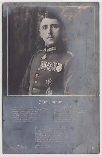 41835 Feldpost Ak Kampfflieger Immelmann mit Flugzeugführerabzeichen 1.Weltkrieg