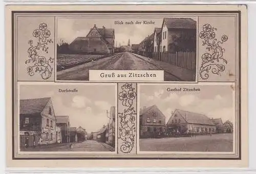 30024 Mehrbild Ak Gruß aus Zitzschen Gasthof, Dorfstraße usw. um 1920