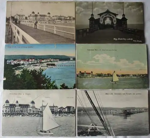 70025/6 Ak Ostseebad Binz auf Rügen Seebrücke, Strand usw. um 1930