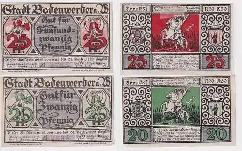 20 und 25 Pfennig Banknoten Notgeld Stadt Bodenwerder 1.11.1920 (166936)