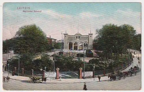 98438 Ak Leipzig - Partie am bayrischen Bahnhof 1906