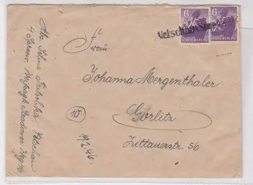 907425 Brief Alliierte Besetzung Berlin Notstempel Vetschau 1946 geprüft